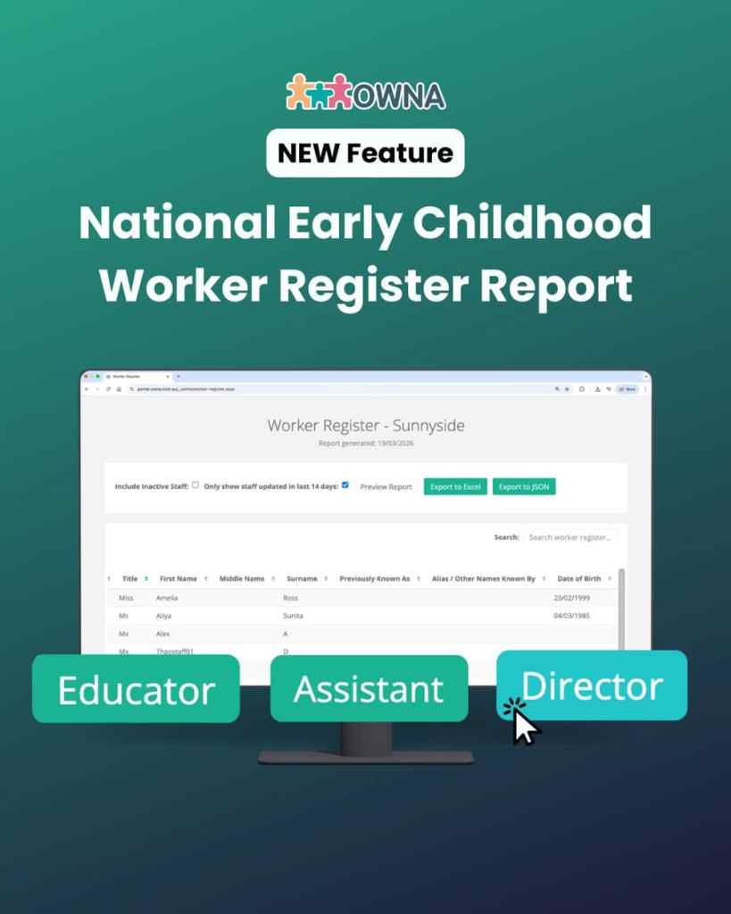 New OWNA childcare management software feature for approved providers managing workforce information